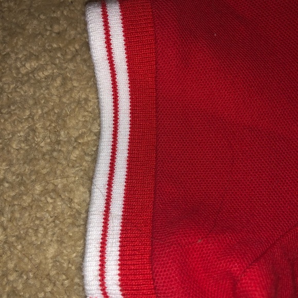 Collared Red with White Stripes Crop Top Size M - Picture 3 of 4